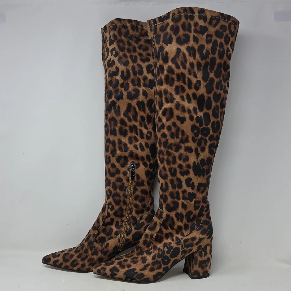 Marc Fisher Leopard Print Knee-High Boots Size 7.5
